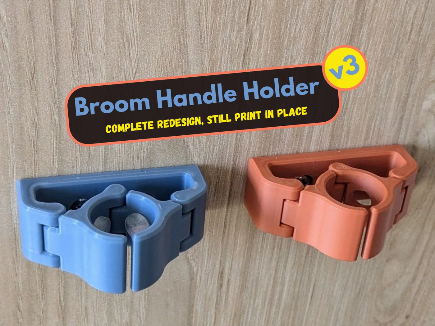 Broom Handle Holder Print in Place