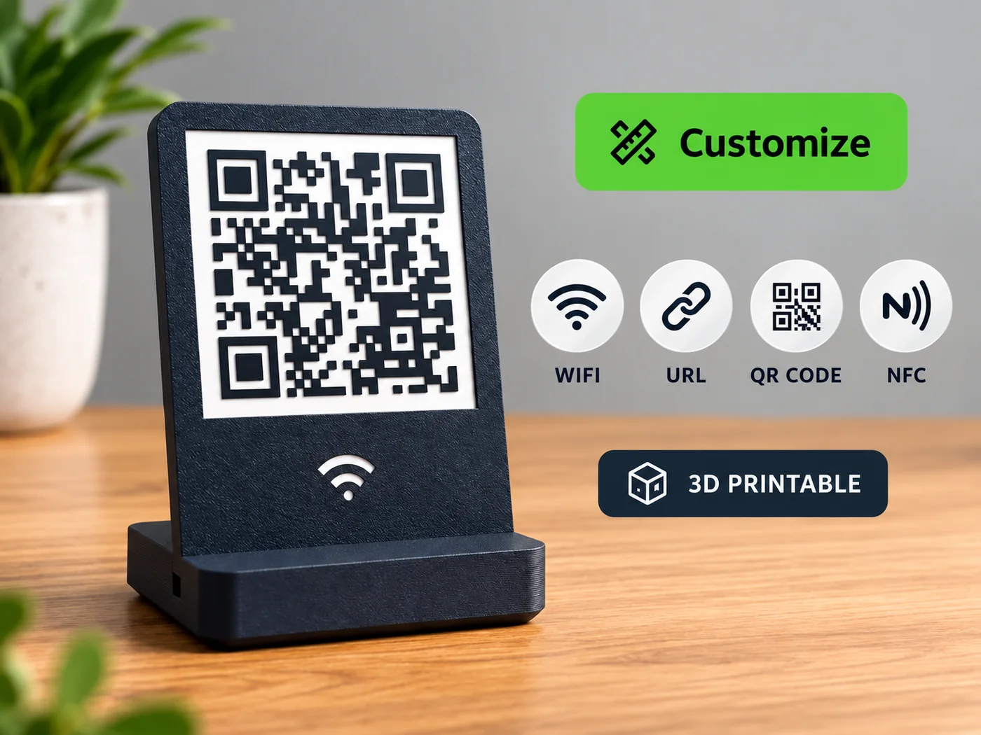 Customizable QR code with stand